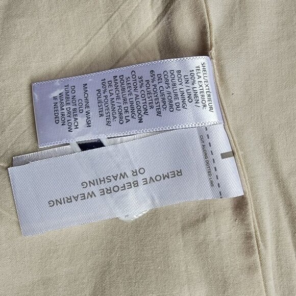 Women's Loft Beige Linen Single-Button Blazer with Pockets Classic Style - Picture 10 of 14